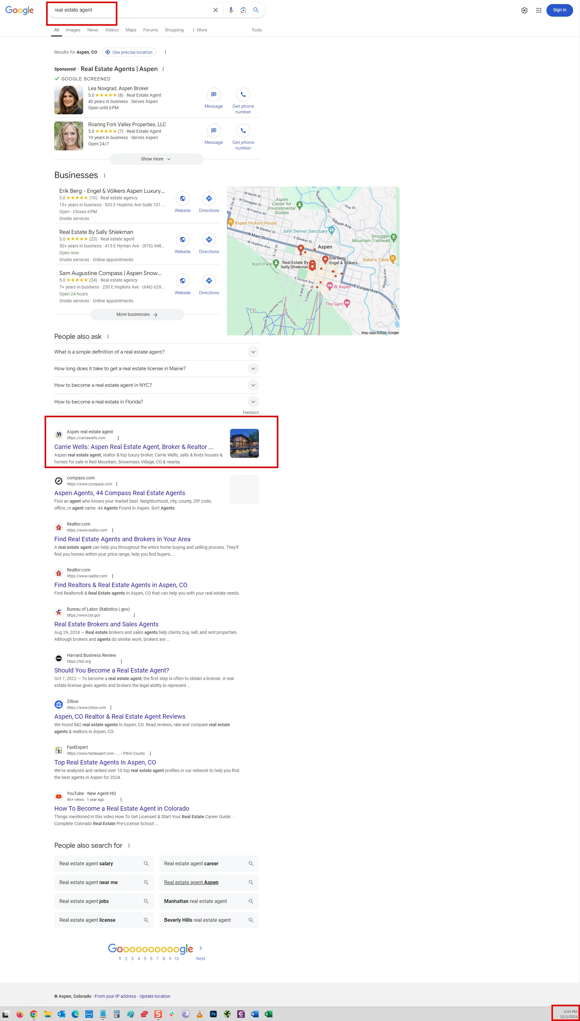 1st in Google for real estate agent